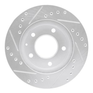 Ford Probe Brake Rotor (1) - Front Right - R1 Concepts - Drilled & Slotted - Silver - `93-`03